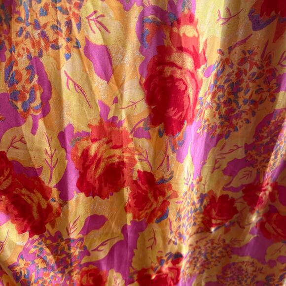 New Free People x Intimately Floral Maxi Dress Pink High Slit Sleeveless Sz L - Picture 6 of 9